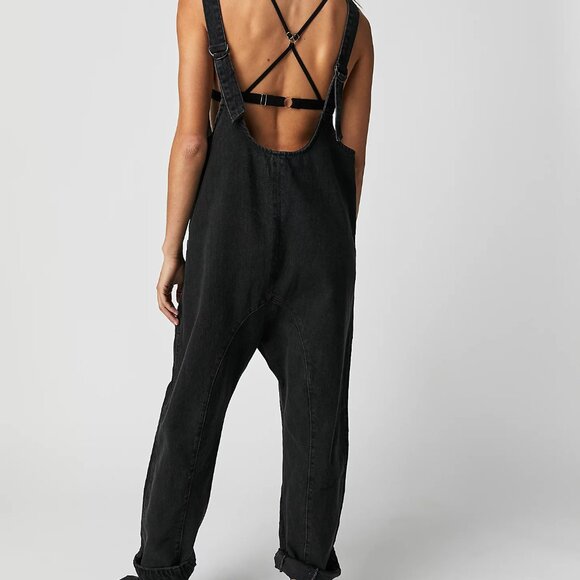 Free People We The Free High Roller Jumpsuit | Mineral Black | XS | Denim - Picture 4 of 5